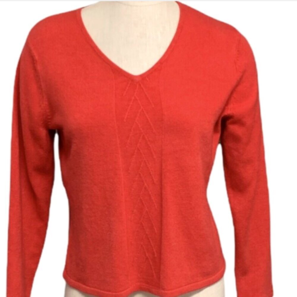 VTG Norton McNaughton Soft V-Neck Sweater PL/Petite Large Red 212E - Picture 2 of 6
